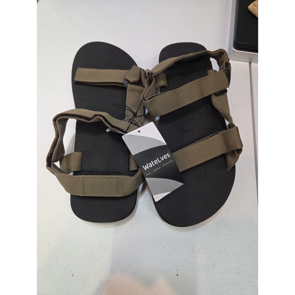 WateLves Men's‎ Sport Sandals EU 43 US 10 Olive Adjustable Outdoor Beach NWT